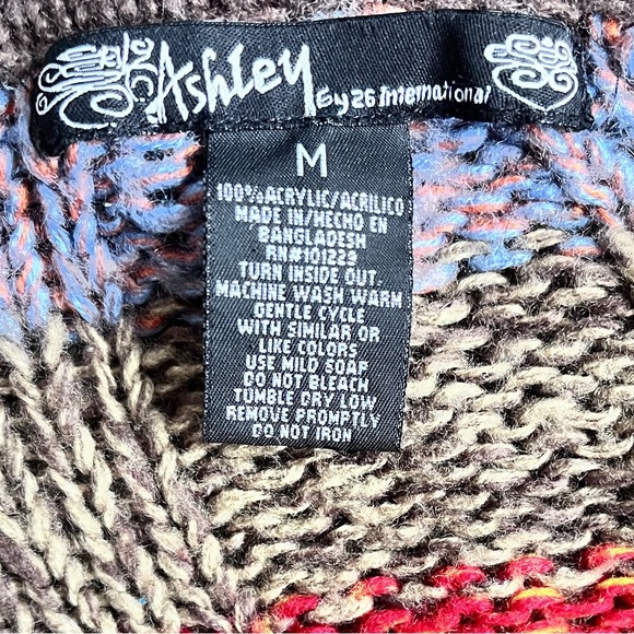 Vintage 90s Ashley By 26 International Striped Knit Tunic Mini Sweater Dress M - Picture 12 of 12